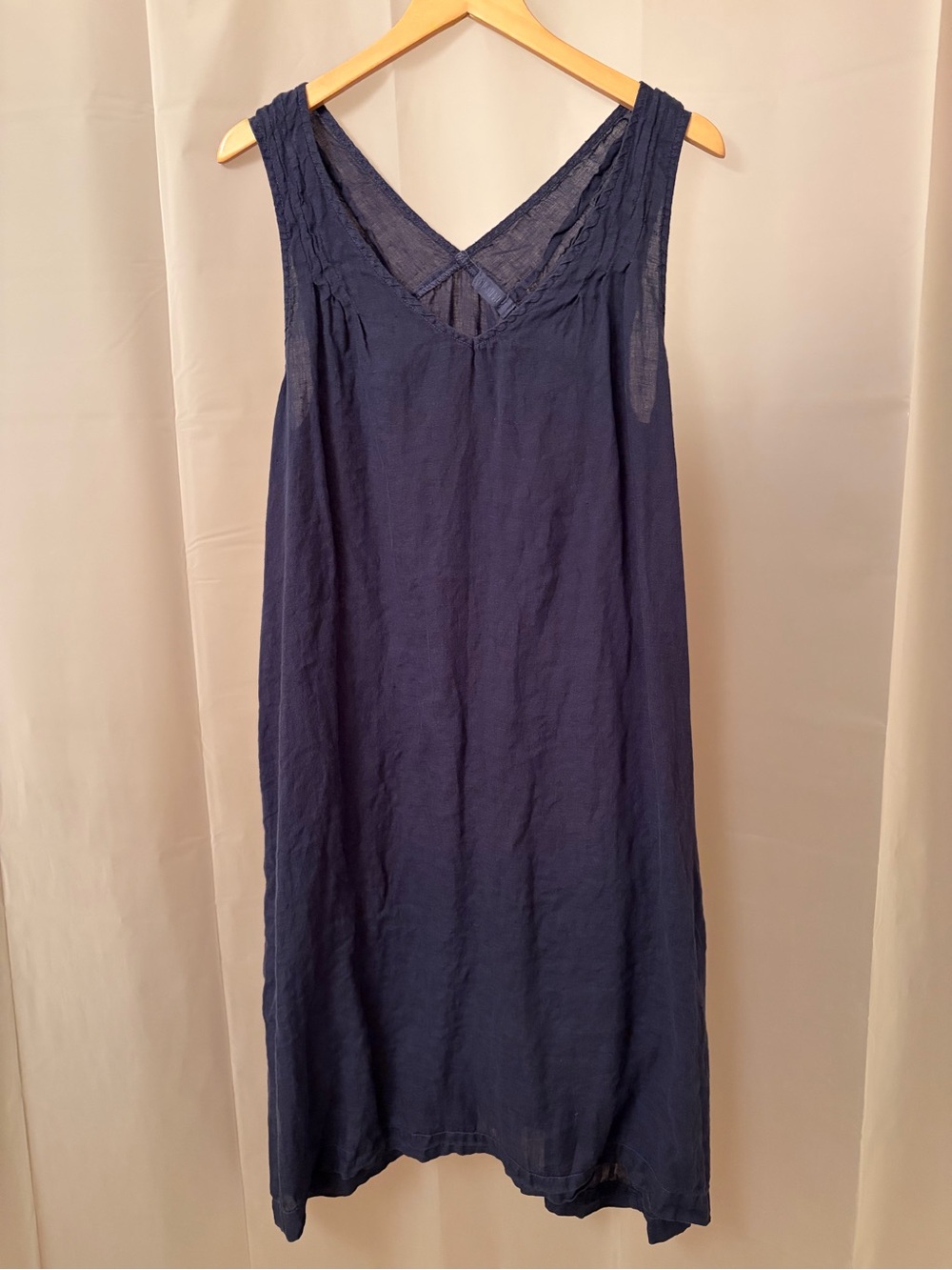 CP Shades Linen V-neck Ink A-line Midi Dress